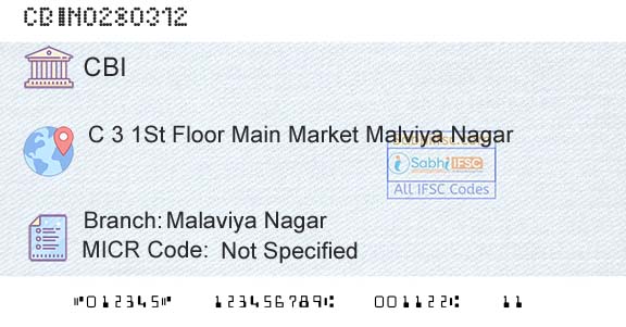 Central Bank Of India Malaviya NagarBranch 
