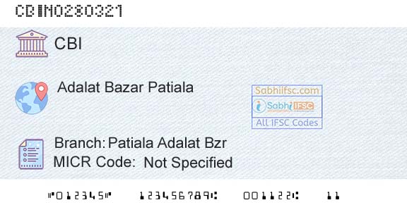 Central Bank Of India Patiala Adalat Bzr Branch 
