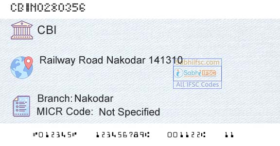 Central Bank Of India NakodarBranch 