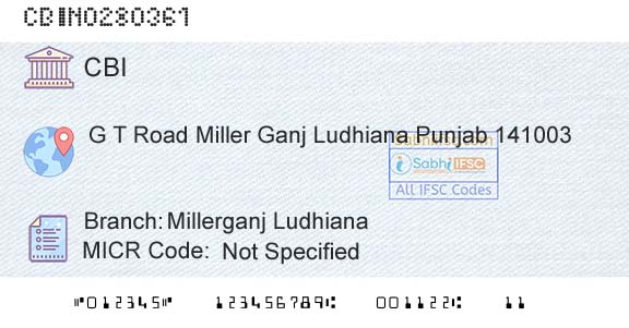 Central Bank Of India Millerganj LudhianaBranch 