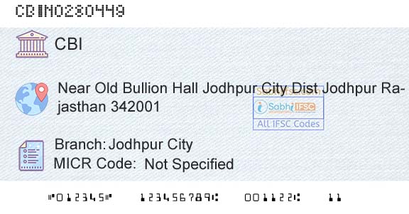 Central Bank Of India Jodhpur CityBranch 