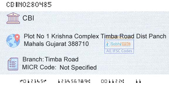 Central Bank Of India Timba RoadBranch 
