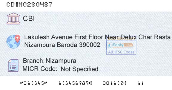 Central Bank Of India NizampuraBranch 