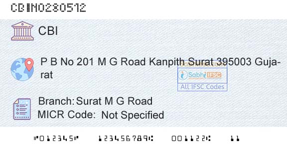 Central Bank Of India Surat M G RoadBranch 