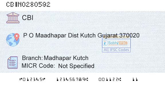 Central Bank Of India Madhapar Kutch Branch 