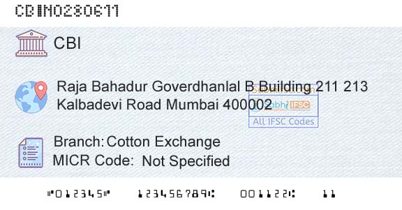 Central Bank Of India Cotton ExchangeBranch 