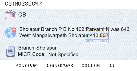 Central Bank Of India SholapurBranch 