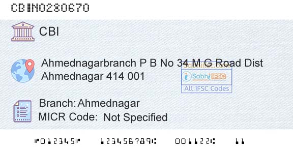 Central Bank Of India AhmednagarBranch 