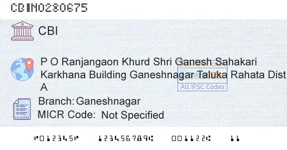 Central Bank Of India GaneshnagarBranch 