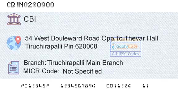 Central Bank Of India Tiruchirapalli Main BranchBranch 