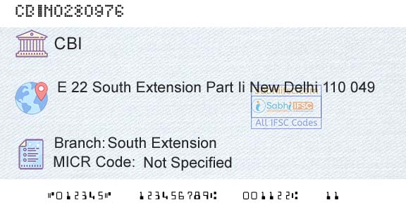 Central Bank Of India South ExtensionBranch 