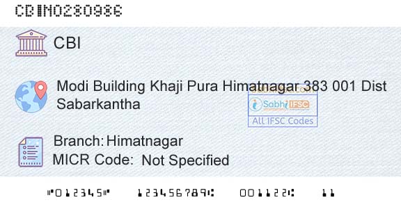 Central Bank Of India HimatnagarBranch 