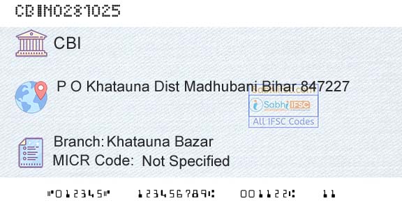 Central Bank Of India Khatauna BazarBranch 
