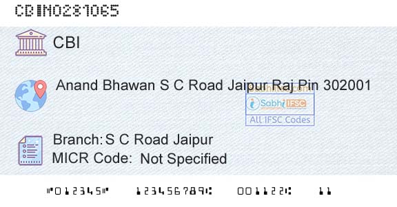 Central Bank Of India S C Road JaipurBranch 
