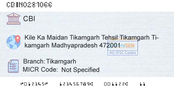 Central Bank Of India TikamgarhBranch 