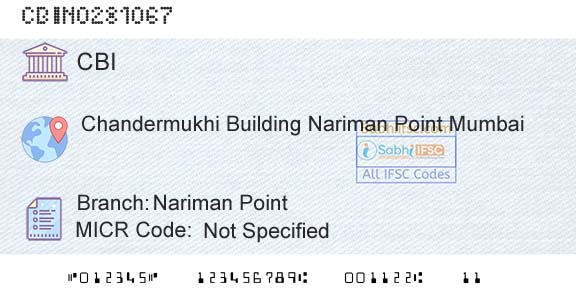 Central Bank Of India Nariman PointBranch 