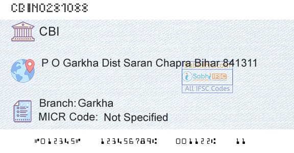 Central Bank Of India GarkhaBranch 