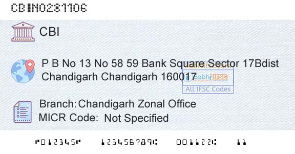 Central Bank Of India Chandigarh Zonal OfficeBranch 