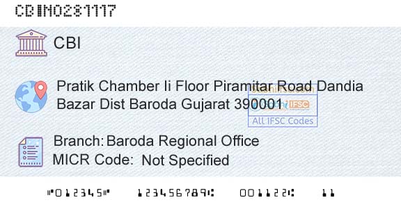 Central Bank Of India Baroda Regional OfficeBranch 