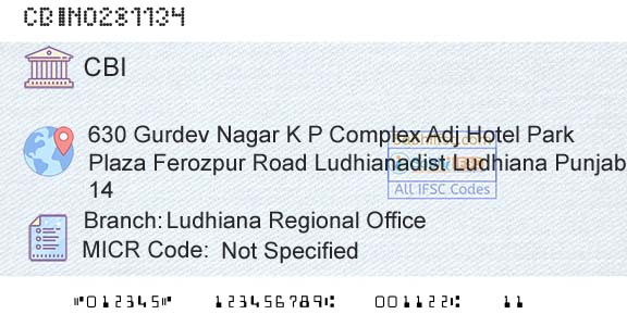 Central Bank Of India Ludhiana Regional OfficeBranch 
