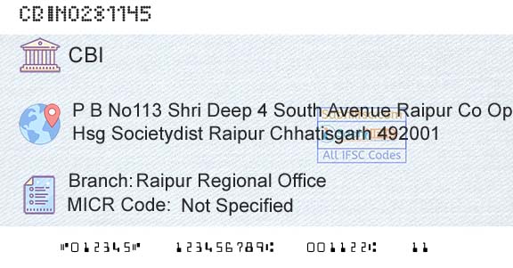 Central Bank Of India Raipur Regional OfficeBranch 