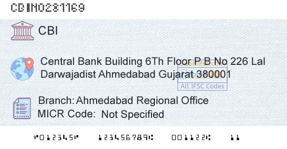 Central Bank Of India Ahmedabad Regional OfficeBranch 