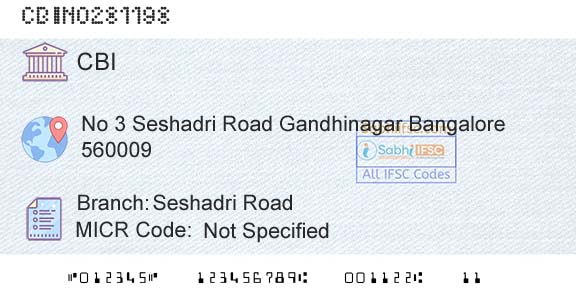 Central Bank Of India Seshadri RoadBranch 