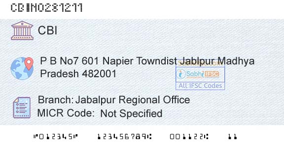 Central Bank Of India Jabalpur Regional OfficeBranch 