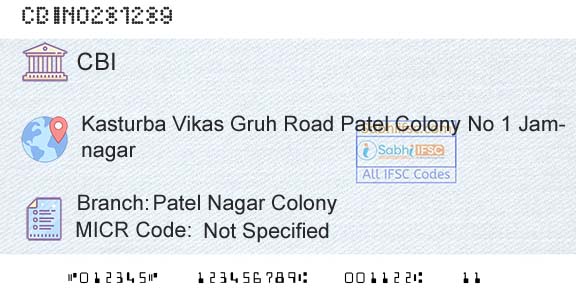 Central Bank Of India Patel Nagar ColonyBranch 