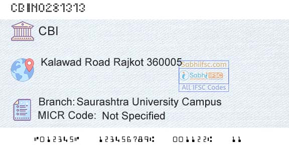 Central Bank Of India Saurashtra University CampusBranch 