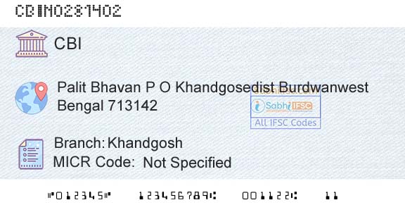 Central Bank Of India KhandgoshBranch 
