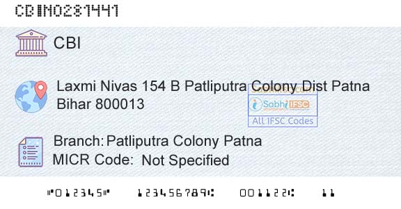 Central Bank Of India Patliputra Colony PatnaBranch 