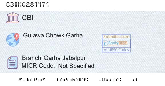 Central Bank Of India Garha JabalpurBranch 