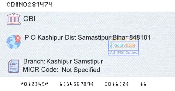 Central Bank Of India Kashipur SamstipurBranch 