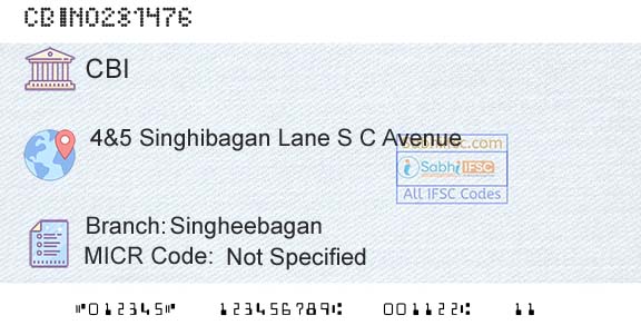 Central Bank Of India SingheebaganBranch 