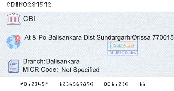 Central Bank Of India BalisankaraBranch 