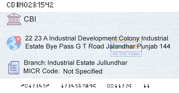 Central Bank Of India Industrial Estate JullundharBranch 