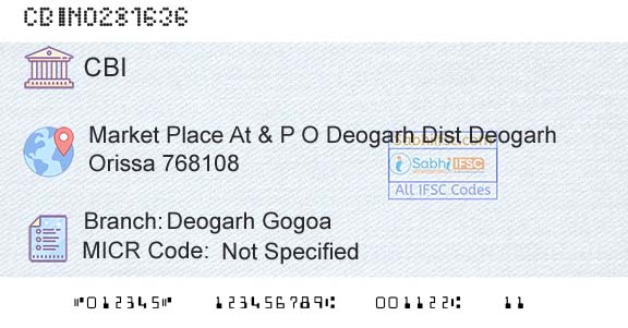 Central Bank Of India Deogarh Gogoa Branch 