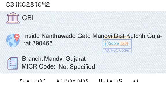 Central Bank Of India Mandvi Gujarat Branch 