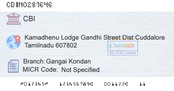 Central Bank Of India Gangai KondanBranch 