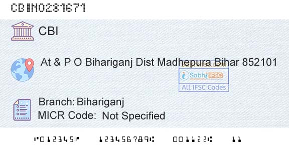 Central Bank Of India BihariganjBranch 