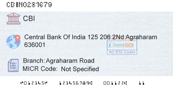 Central Bank Of India Agraharam RoadBranch 