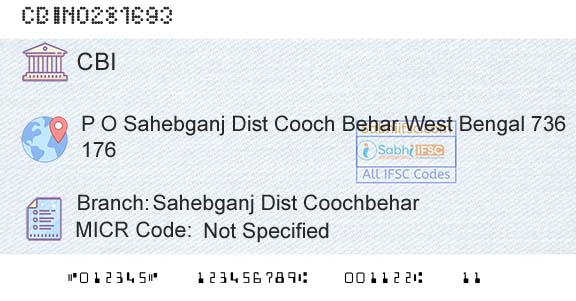 Central Bank Of India Sahebganj Dist CoochbeharBranch 