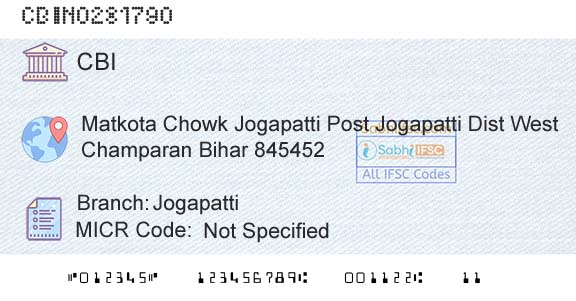 Central Bank Of India JogapattiBranch 