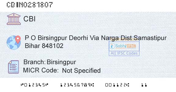 Central Bank Of India BirsingpurBranch 