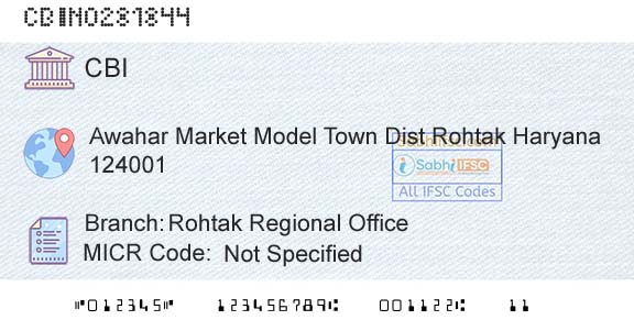 Central Bank Of India Rohtak Regional OfficeBranch 