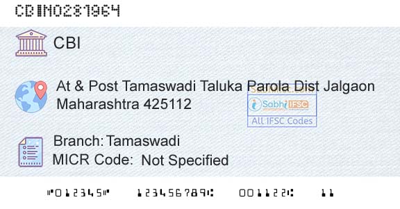 Central Bank Of India TamaswadiBranch 