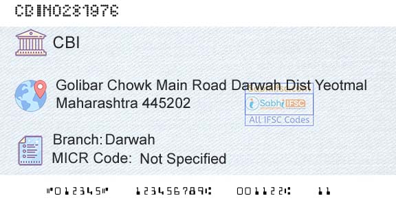 Central Bank Of India DarwahBranch 
