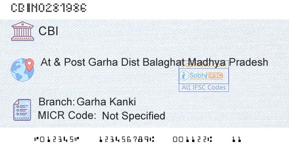 Central Bank Of India Garha Kanki Branch 