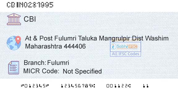 Central Bank Of India FulumriBranch 